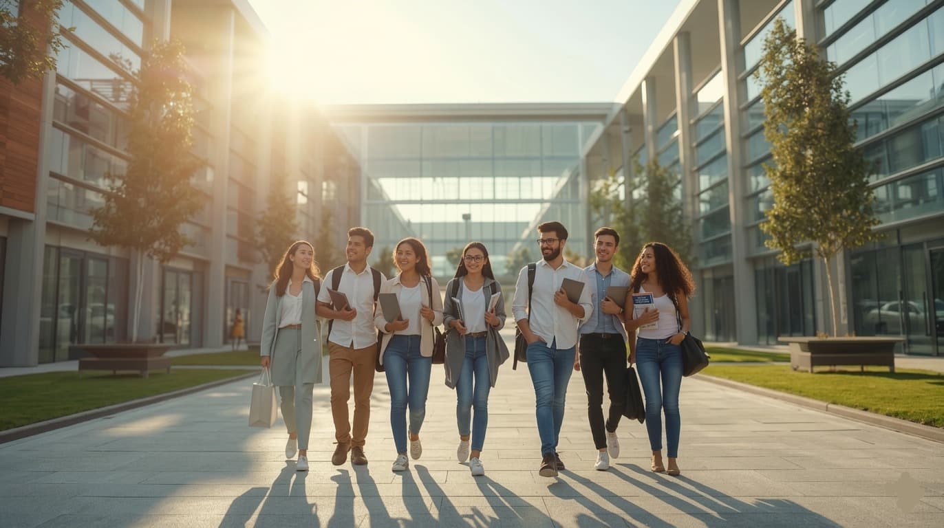 Students with backpacks
